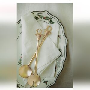 H&M Reindeer Christmas Gold Salad Servers